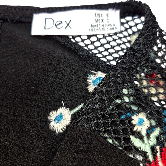 Dex Small Black Embroidered Women's Romper Jumper Shorts Dress Miss Size4 6 S - Picture 3 of 6